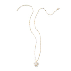 14K Gold Plated Heart Pendant Necklace with Zirconia Stones, Serial Six