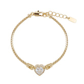 14K Gold Plated Heart Zirconia Snake Chain Bracelet - AX2