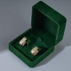 14K Gold Plated Cubic Zirconia U-Shaped Earrings for Women, Small Thick Hoop Earrings, Elegant Cuff Design, Diameter 0.7" Width 0.55" Birthday Gifts for Women