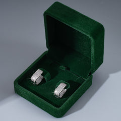 Silver Plated U-Shaped Earrings with Cubic Zirconia for Women, Elegant Thick Hoop Earrings, Hypoallergenic and Comfortable, Diameter 0.7" Width 0.55"