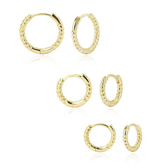 14K Gold Plated Hoop Earrings Set - 3 Sizes (14/17/20mm) Hypoallergenic, Tarnish Resistant & Stackable for Daily Luxury - TZ1