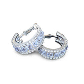 925 Sterling Silver Plated Crystal Hoop Earrings for Women – 1.02 Inch Lightweight C-Shaped Zirconia Earrings, Elegant Jewelry for Daily Wear or Special Occasions