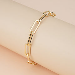 14K Gold Plated Paperclip Bracelet – Triple-Layer Electroplated, Adjustable & Hypoallergenic Copper - HXZ2