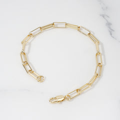 14K Gold Plated Paperclip Bracelet – Triple-Layer Electroplated, Adjustable & Hypoallergenic Copper - HXZ1