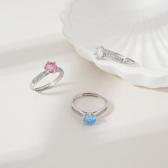 D Color VVS1 Moissanite Adjustable Ring – 925 Sterling Silver - Pink - LZ Serial