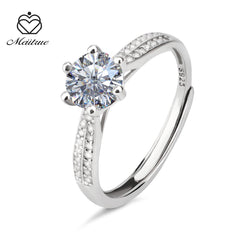 D Color VVS1 Moissanite Adjustable Ring – 925 Sterling Silver - White - LZ Serial