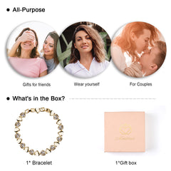 14K Gold Heart Zirconia Bracelet – Adjustable, Hypoallergenic, Sparkling Gift for Her - AX4