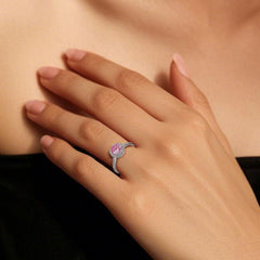 D Color VVS1 Moissanite Adjustable Ring – 925 Sterling Silver - Pink - YB Serial