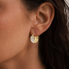 Gold Plated Crystal Hoop Earrings for Women – 1.02 Inch Lightweight C-Shaped Zirconia Earrings, 925 Sterling Silver Pin, Elegant Jewelry for Daily Wear or Special Occasions (Black)