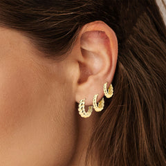 14K Gold Plated Hoop Earrings Set - 3 Sizes (14/17/20mm) Hypoallergenic, Tarnish Resistant & Stackable for Daily Luxury - TZ2