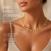 MEIITRUE Gold Heart Charm Necklace – Dainty Cuban Chain, Minimalist Romantic Jewelry for Women