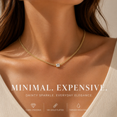 MEIITRUE Dainty CZ Pendant Necklace – 14K Gold Plated Cuban Link Chain, Minimalist Sparkle Necklace for Women