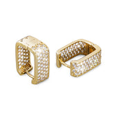 14K Gold Plated Cubic Zirconia U-Shaped Earrings for Women, Small Thick Hoop Earrings, Elegant Cuff Design, Diameter 0.7" Width 0.55" Birthday Gifts for Women