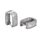 Silver Plated U-Shaped Earrings with Cubic Zirconia for Women, Elegant Thick Hoop Earrings, Hypoallergenic and Comfortable, Diameter 0.7" Width 0.55"