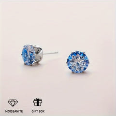 Dazzling Moissanite Stud Earrings - Blue