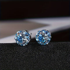 Dazzling Moissanite Stud Earrings - Blue