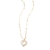 14K Gold Plated Heart Pendant Necklace with Zirconia Stones, Serial Three