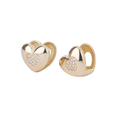 14K Gold Plated Double-Layer Sunflower Stud Earrings with AAAAA Zirconia - Everyday Luxury for Work & Play - JS4