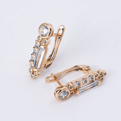 Champagne Gold Earrings with 5A CZ β Elegant Cut, Timeless Sparkle - XP6