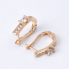 Champagne Gold Earrings with 5A CZ β Elegant Cut, Timeless Sparkle - XP7