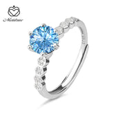 D Color VVS1 Moissanite Adjustable Ring – 925 Sterling Silver - Blue - JX Serial