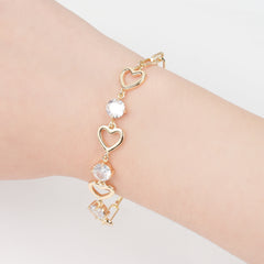 14K Gold Heart Zirconia Bracelet – Adjustable, Hypoallergenic, Sparkling Gift for Her - AX1