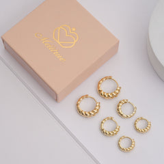 14K Gold Plated Hoop Earrings Set - 3 Sizes (14/17/20mm) Hypoallergenic, Tarnish Resistant & Stackable for Daily Luxury - TZ2