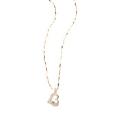 14K Gold Plated Heart Pendant Necklace with Zirconia Stones, Serial Four