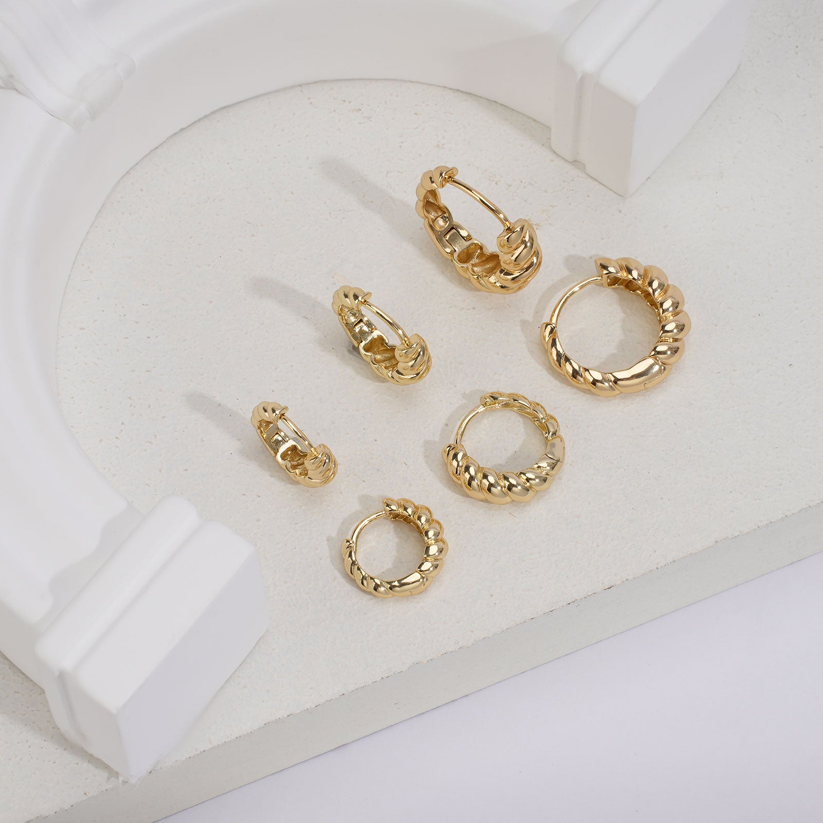 14K Gold Plated Hoop Earrings Set - 3 Sizes (14/17/20mm) Hypoallergenic, Tarnish Resistant & Stackable for Daily Luxury - TZ2