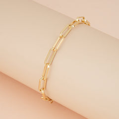 14K Gold Plated Paperclip Bracelet – Triple-Layer Electroplated, Adjustable & Hypoallergenic Copper - HXZ1