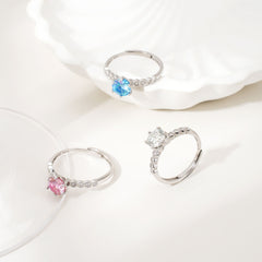 D Color VVS1 Moissanite Adjustable Ring – 925 Sterling Silver - Blue - JX Serial