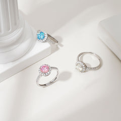 D Color VVS1 Moissanite Adjustable Ring – 925 Sterling Silver - Blue - YB Serial