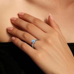 D Color VVS1 Moissanite Adjustable Ring – 925 Sterling Silver - Blue - LZ Serial