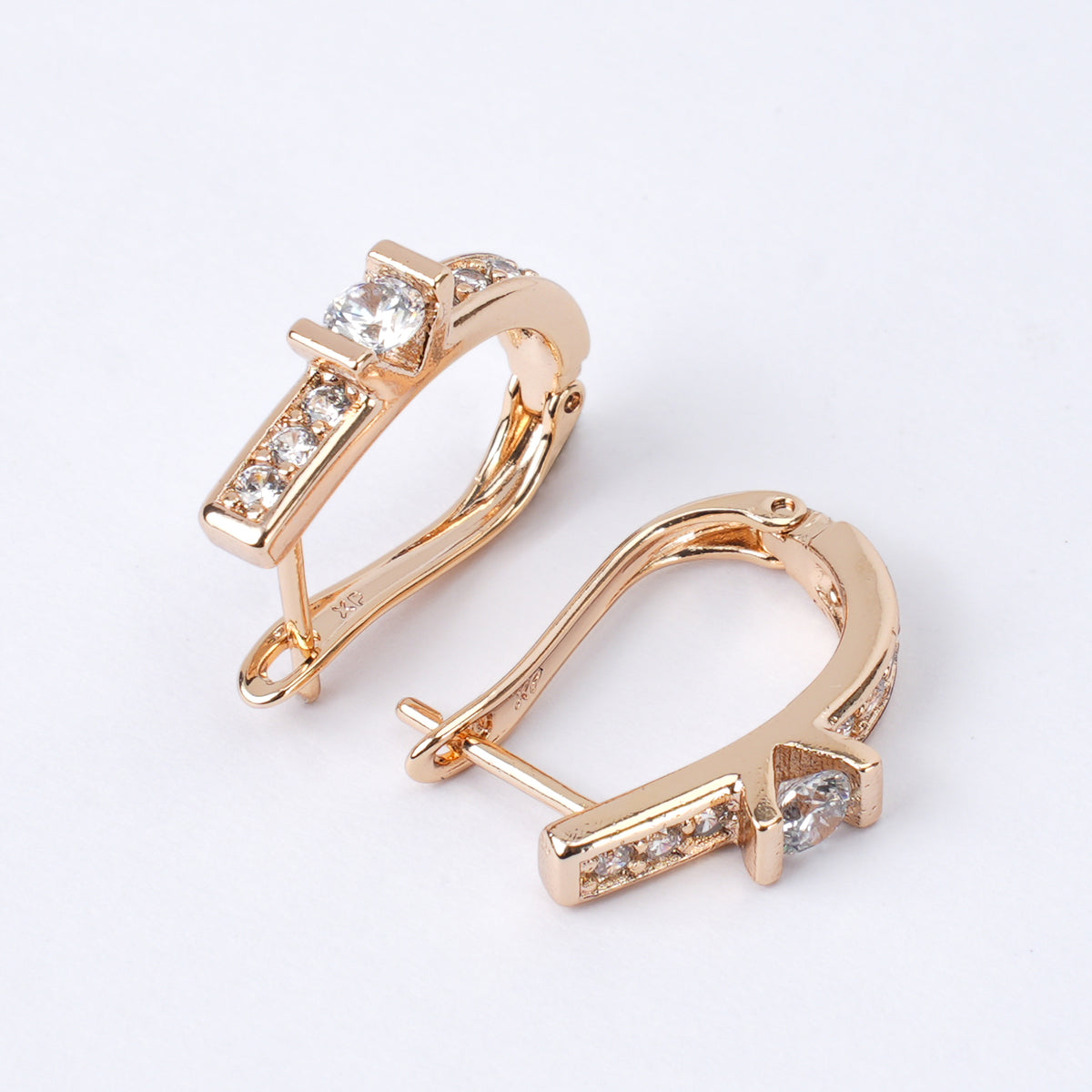 Champagne Gold Earrings with 5A CZ – Elegant Cut, Timeless Sparkle - XP7
