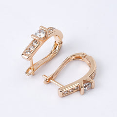 Champagne Gold Earrings with 5A CZ – Elegant Cut, Timeless Sparkle - XP7