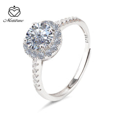 D Color VVS1 Moissanite Adjustable Ring – 925 Sterling Silver - White - YB Serial
